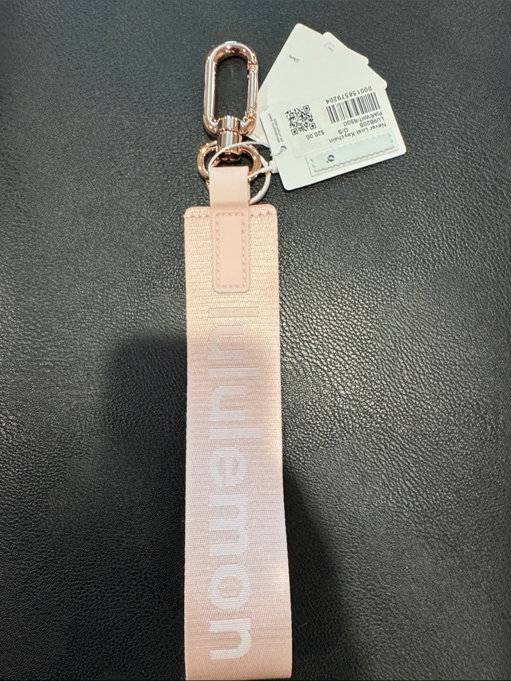 Lululemon neverlost keychain rose gold hardware